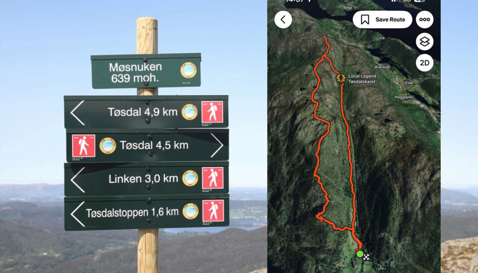 Turruta merkt av til høgre. Steinar Størksson håpar at nokon andre turgåarar kan hjelpa til. Møsnuken