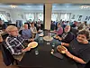 Magnar Halhjem (f.v.), Per Søgnen, Berit Solberg, Margunn Larsen, Svein Larsen, Vibeke Halhjem, Halhjem kafé